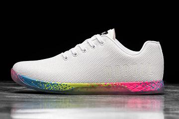 Men's Nobull Neon Glitch Trainers White | SG M2481Q